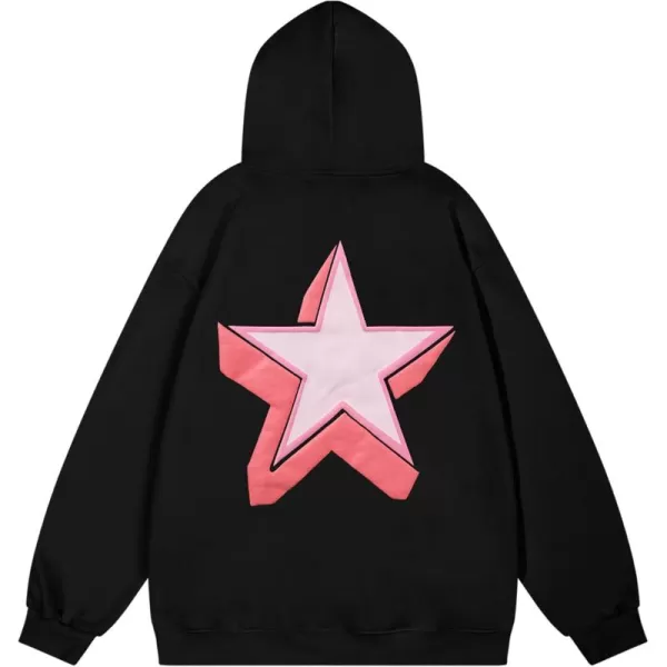 Aelfric Eden Womens Oversized Star Graphic Hoodies Fashion Long Sleeve Hoodie Pullover Hooded Sweatshirt Unisex01black