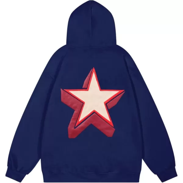 Aelfric Eden Womens Oversized Star Graphic Hoodies Fashion Long Sleeve Hoodie Pullover Hooded Sweatshirt Unisex01navyblue