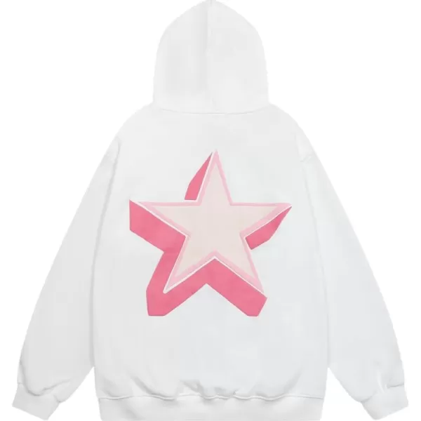 Aelfric Eden Womens Oversized Star Graphic Hoodies Fashion Long Sleeve Hoodie Pullover Hooded Sweatshirt Unisex01white