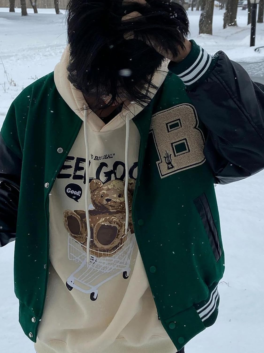 Aelfric Eden Graphic Hoodies for Men Vintage Printed Hoodie Sweatshirt Oversized Long Sleeve Streetwear Hooded PulloverApricot