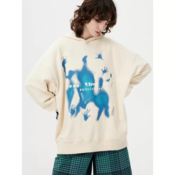 Aelfric Eden Hoodies Oversized Graphic Pullover Sweatshirt Unisex Casual Hooded Hoodie Streetwear 2024 Fall OutfitsBeige