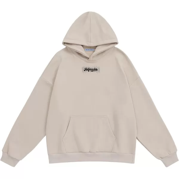 Aelfric Eden Hoodies for Women Oversized Letter Graphic Hoodie Sweatshirts Unisex Y2K Streetwear Fall Long Sleeve PulloverApricot