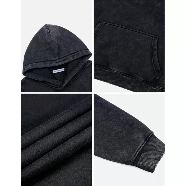Aelfric Eden Mens Hoodies Oversized Vintage Acid Wash Hoodie Heavyweight Cotton Fleece Hoodies Hooded Sweatshirt StreetwearBlack