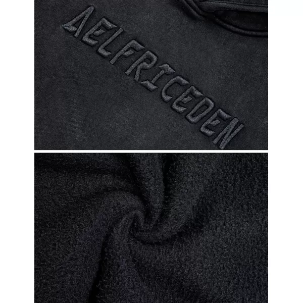 Aelfric Eden Mens Hoodies Oversized Vintage Acid Wash Hoodie Heavyweight Cotton Fleece Hoodies Hooded Sweatshirt StreetwearBlack