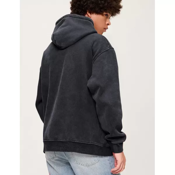 Aelfric Eden Mens Hoodies Oversized Vintage Acid Wash Hoodie Heavyweight Cotton Fleece Hoodies Hooded Sweatshirt StreetwearBlack