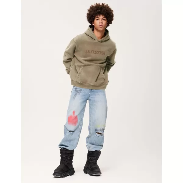 Aelfric Eden Mens Hoodies Oversized Vintage Acid Wash Hoodie Heavyweight Cotton Fleece Hoodies Hooded Sweatshirt StreetwearCamel