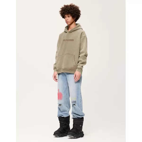 Aelfric Eden Mens Hoodies Oversized Vintage Acid Wash Hoodie Heavyweight Cotton Fleece Hoodies Hooded Sweatshirt StreetwearCamel