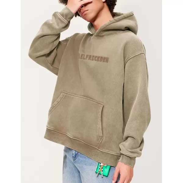 Aelfric Eden Mens Hoodies Oversized Vintage Acid Wash Hoodie Heavyweight Cotton Fleece Hoodies Hooded Sweatshirt StreetwearCamel