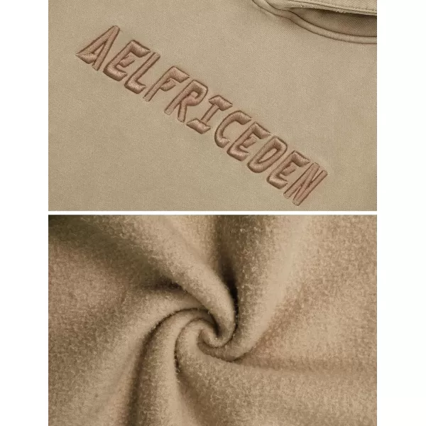 Aelfric Eden Mens Hoodies Oversized Vintage Acid Wash Hoodie Heavyweight Cotton Fleece Hoodies Hooded Sweatshirt StreetwearCamel