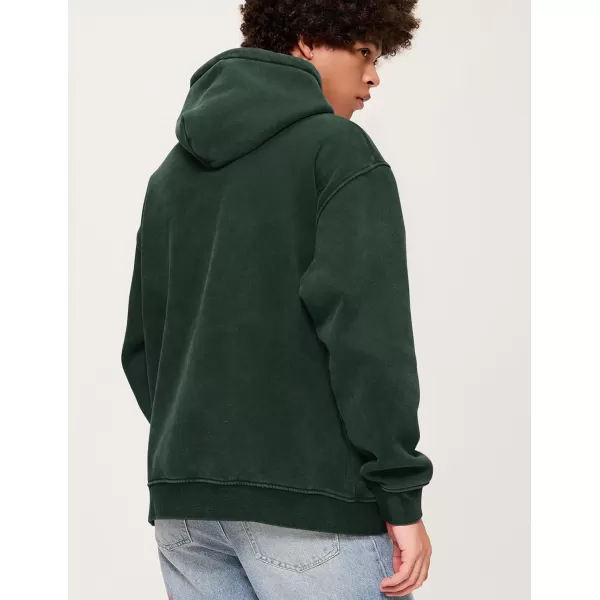 Aelfric Eden Mens Hoodies Oversized Vintage Acid Wash Hoodie Heavyweight Cotton Fleece Hoodies Hooded Sweatshirt StreetwearDarkgreen