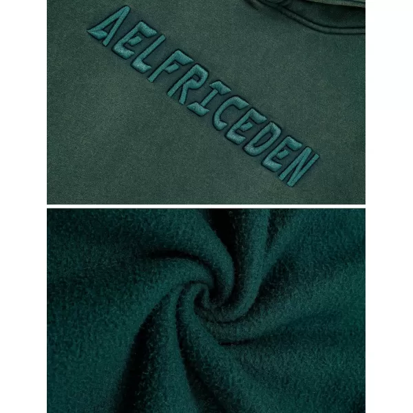 Aelfric Eden Mens Hoodies Oversized Vintage Acid Wash Hoodie Heavyweight Cotton Fleece Hoodies Hooded Sweatshirt StreetwearDarkgreen