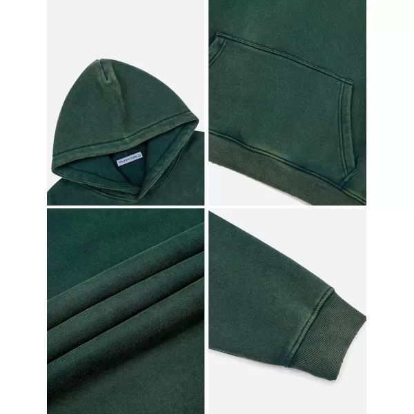 Aelfric Eden Mens Hoodies Oversized Vintage Acid Wash Hoodie Heavyweight Cotton Fleece Hoodies Hooded Sweatshirt StreetwearDarkgreen