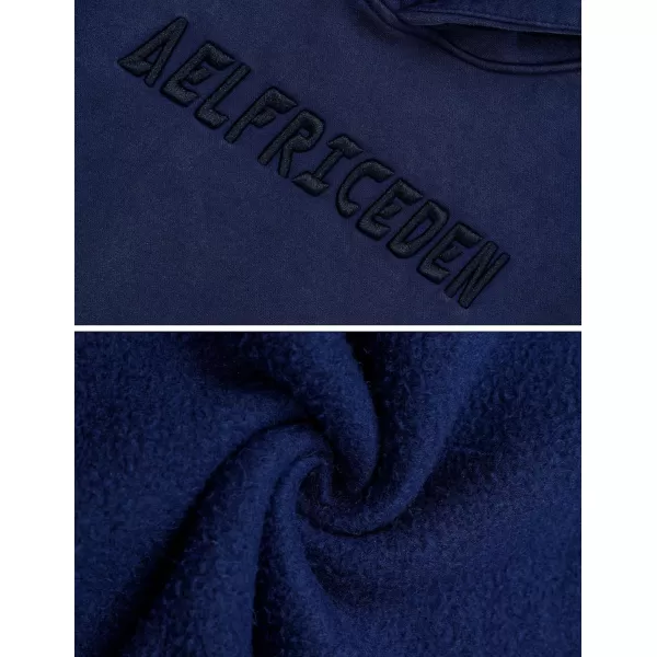 Aelfric Eden Mens Hoodies Oversized Vintage Acid Wash Hoodie Heavyweight Cotton Fleece Hoodies Hooded Sweatshirt StreetwearNavy Blue