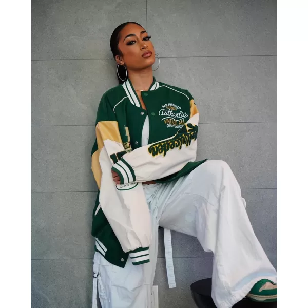 Aelfric Eden Mens Varsity Jacket Vintage Graphic Baseball Jacket Unisex Coats StreetwearX595green