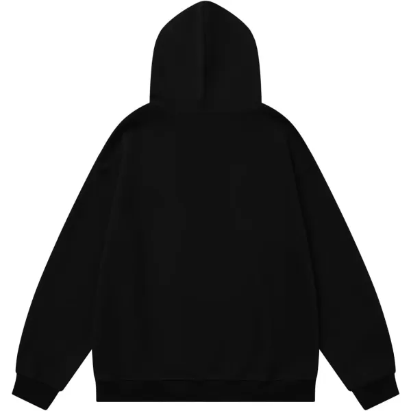 Aelfric Eden Oversized Hoodies for Women Streetwear Vintage Baggy Shadow Print Hoodie Pullover with pocketBlack