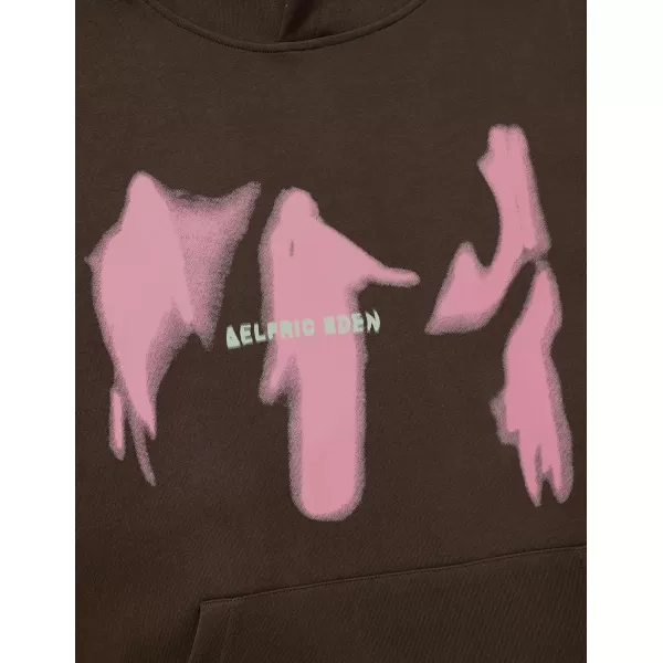Aelfric Eden Oversized Hoodies for Women Streetwear Vintage Baggy Shadow Print Hoodie Pullover with pocketBrown