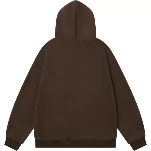 Aelfric Eden Oversized Hoodies for Women Streetwear Vintage Baggy Shadow Print Hoodie Pullover with pocketBrown