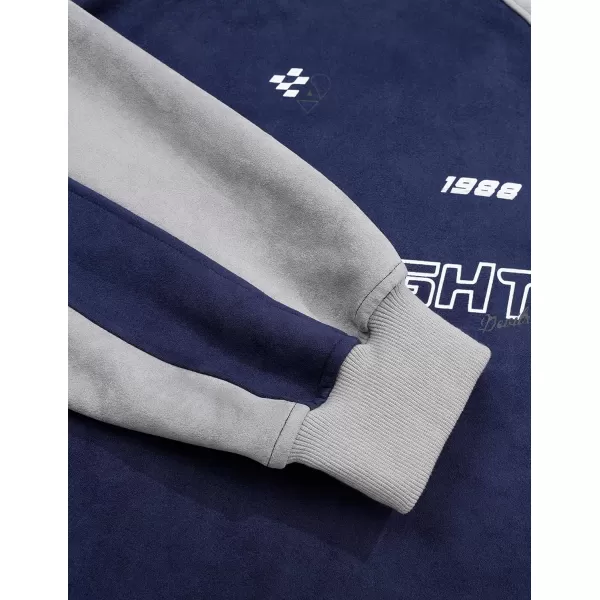 Aelfric Eden Oversized Sweatshirt Vintage Crewneck Sweatshirts Casual Long Sleeve Suede PulloverNavy Bluegrey