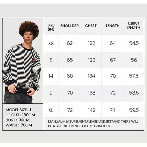 Aelfric Eden Oversized Sweatshirt for Women Crewneck Striped Sweatshirt Preppy Shirts Y2K TopsBlack