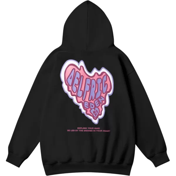 Aelfric Eden Womens Graphic Hoodies Y2k Oversized Sweatshirts Long Sleeves Sweaters Pullover Fall OutfitsBlack
