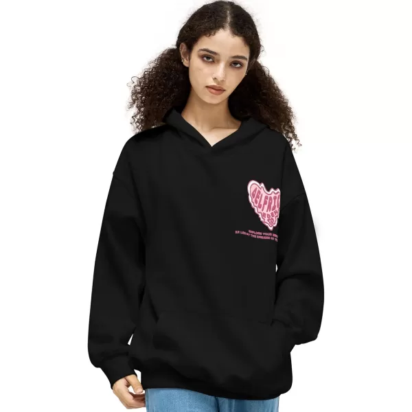 Aelfric Eden Womens Graphic Hoodies Y2k Oversized Sweatshirts Long Sleeves Sweaters Pullover Fall OutfitsBlack