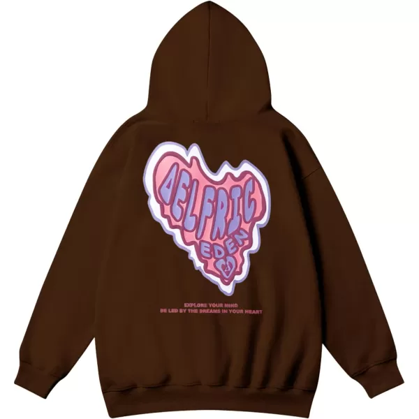 Aelfric Eden Womens Graphic Hoodies Y2k Oversized Sweatshirts Long Sleeves Sweaters Pullover Fall OutfitsBrown