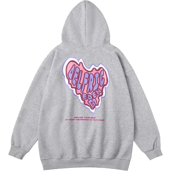 Aelfric Eden Womens Graphic Hoodies Y2k Oversized Sweatshirts Long Sleeves Sweaters Pullover Fall OutfitsGrey