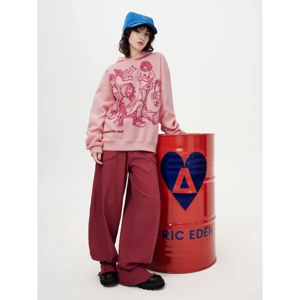 Aelfric Eden Y2k Graphic Hoodies Streetwear Hoodie Oversized Hooded Sweatshirt Pullover Preppy Hip Hop Fashion Unisex1pink