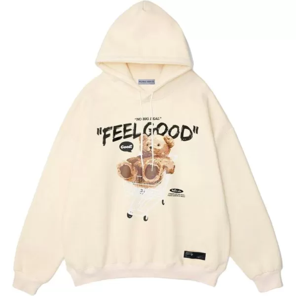 Aelfric Eden Graphic Hoodies for Men Vintage Printed Hoodie Sweatshirt Oversized Long Sleeve Streetwear Hooded PulloverApricot