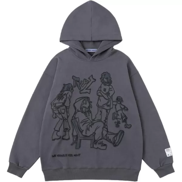 Aelfric Eden Y2k Graphic Hoodies Streetwear Hoodie Oversized Hooded Sweatshirt Pullover Preppy Hip Hop Fashion Unisex5grey