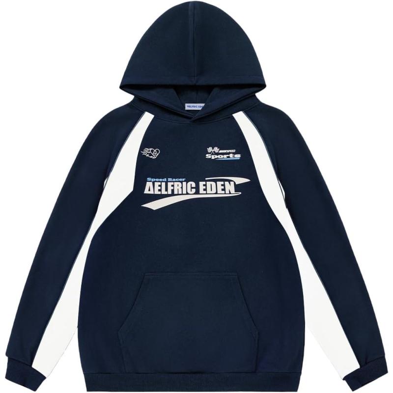 imageAelfric Eden Oversized Hoodie for Men Vintage Streetwear Graphic Long Sleeve Pullover Hoodies TopsNavy Blue