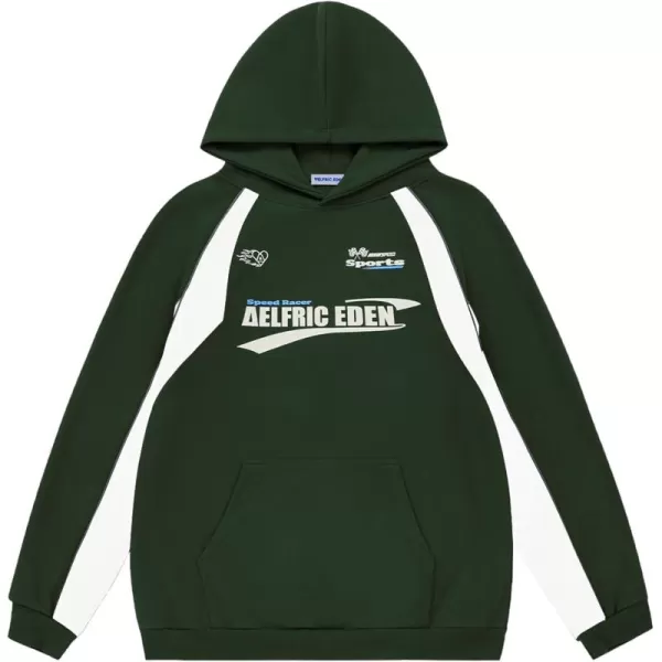 imageAelfric Eden Oversized Hoodie for Men Vintage Streetwear Graphic Long Sleeve Pullover Hoodies TopsGreen