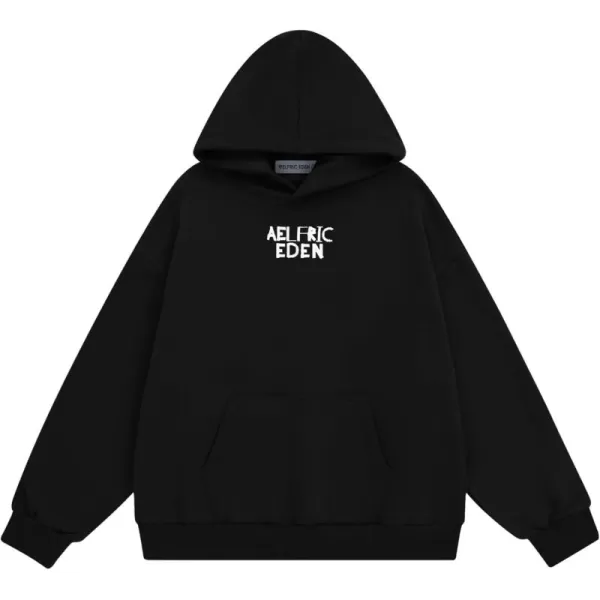 imageAelfric Eden Women Hoodies Oversized Fleece Sweatshirts Unisex Solid Basic Letter Hoodie Long Sleeve Fall Y2k Pullovers TopBlack