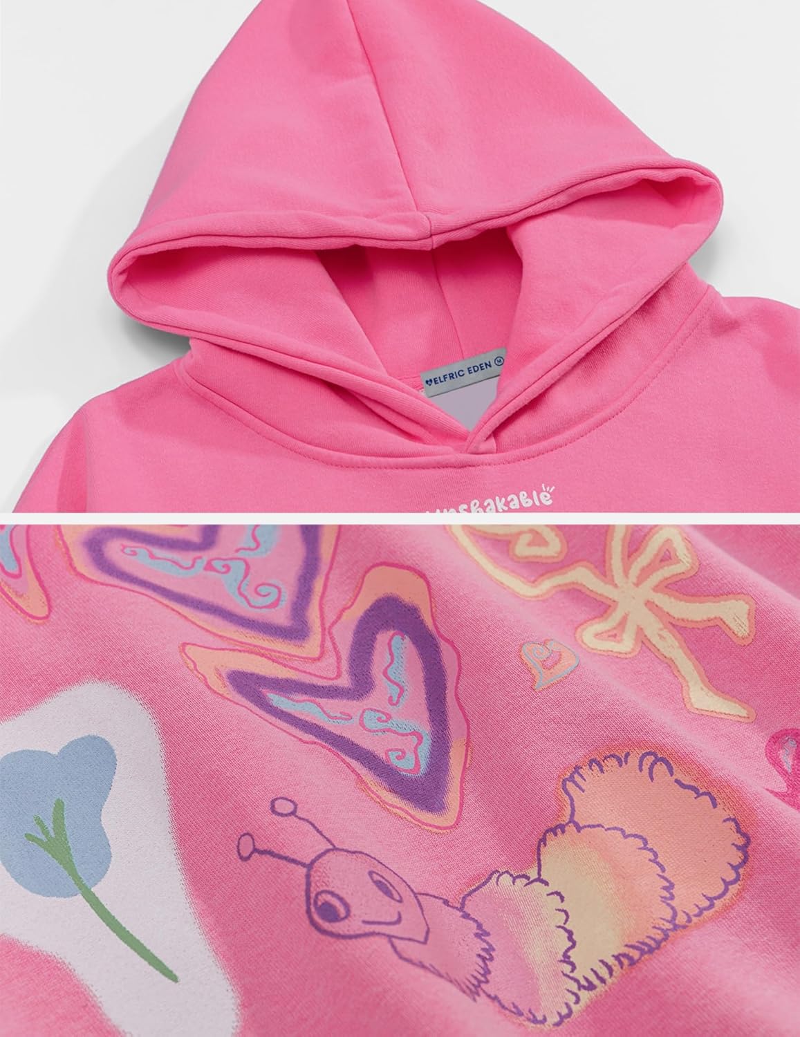 imageAelfric Eden Graphic Hoodies for Women Vintage Printed Sweatshirt Y2K Oversized hoodie PulloverPink