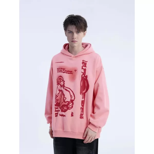 imageAelfric Eden Graphic Hoodies Unisex Oversized Hoodie Vintage Cotton Long Sleeve Sweaters Pullover Fall ClothesA01cartoon Figure  Pink