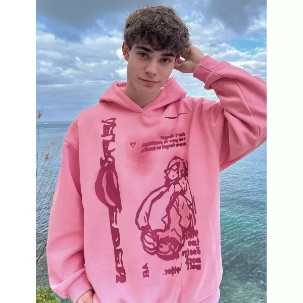 imageAelfric Eden Graphic Hoodies Unisex Oversized Hoodie Vintage Cotton Long Sleeve Sweaters Pullover Fall ClothesA01cartoon Figure  Pink