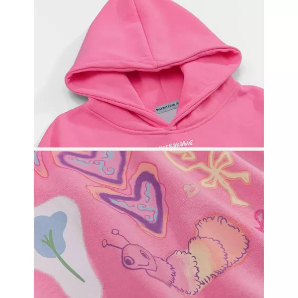 imageAelfric Eden Graphic Hoodies for Women Vintage Printed Sweatshirt Y2K Oversized hoodie PulloverPink