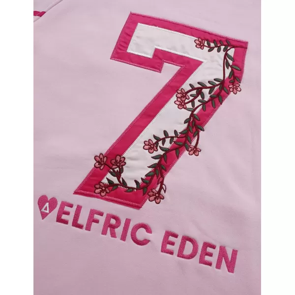 imageAelfric Eden Hoodies Flower Number Embroidery Hoodie Casual Baggy Fleece Hooded Pullover Sweatshirts 2024 Trendy OutfitsPink