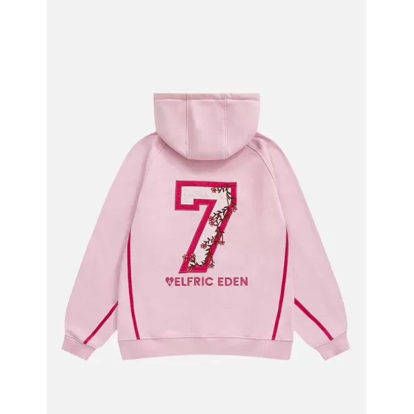 imageAelfric Eden Hoodies Flower Number Embroidery Hoodie Casual Baggy Fleece Hooded Pullover Sweatshirts 2024 Trendy OutfitsPink