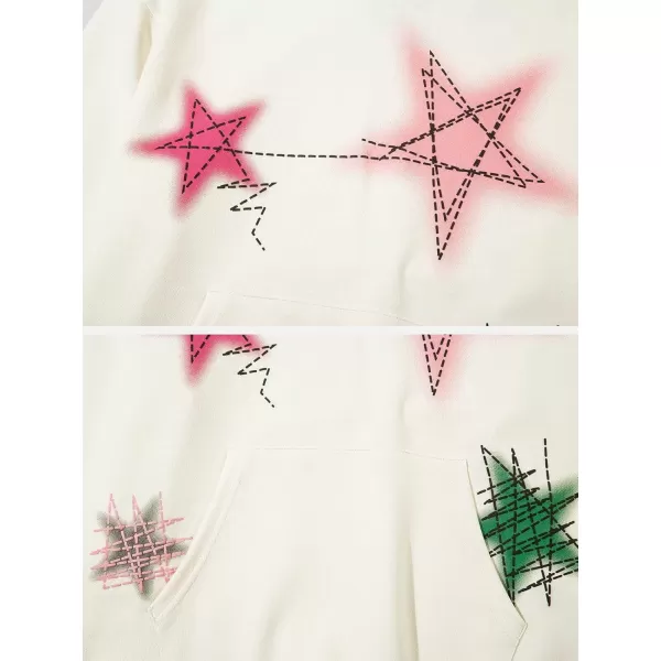 imageAelfric Eden Mens Graphic Varsity Hoodies Graffiti Line Star Unisex Colorful Printing Oversized Casual Streetwear Tops1720beige