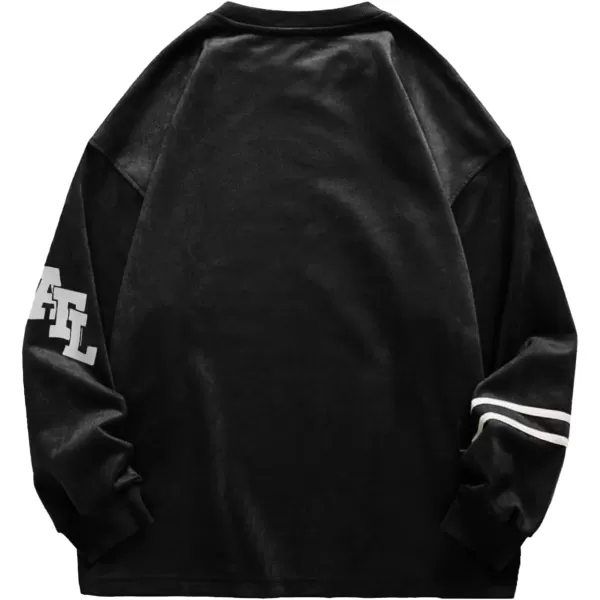 imageAelfric Eden Mens Oversized Sweatshirt Crewneck Vintage Graphic Pullover Shirts Long Sleeve Streetwear TopsBlack