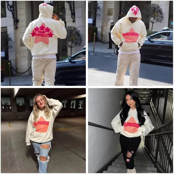 imageAelfric Eden Mens Vintage Embroidery Star Hoodies Casual Oversized Streetwear SweatshirtBeige