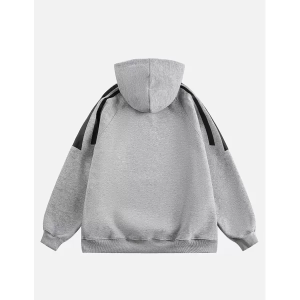 imageAelfric Eden Oversized Hoodie Mens Vintage Patchwork Hoodies Casual Streetwear Hooded Sweatshirt with PocketGrey