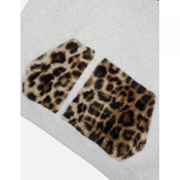 imageAelfric Eden Oversized Hoodies Womens Leopard Letter Print Hoodie Fall Y2k Hooded Sweatshirts with PocketLight Gray