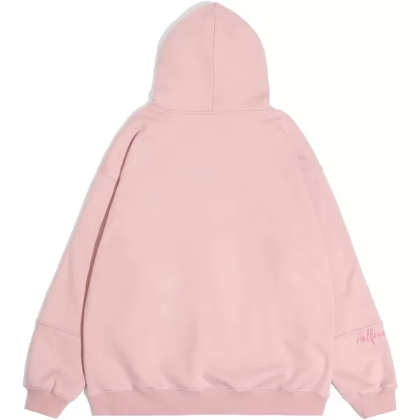 imageAelfric Eden Oversized Hoodies for Women Heart Graphic Hoodie Long Sleeve Unisex Novelty Y2K Hooded Sweatshirt with PocketPink