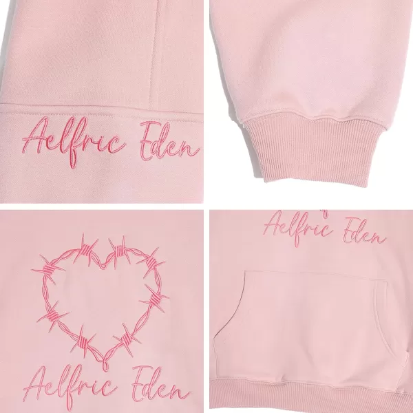 imageAelfric Eden Oversized Hoodies for Women Heart Graphic Hoodie Long Sleeve Unisex Novelty Y2K Hooded Sweatshirt with PocketPink