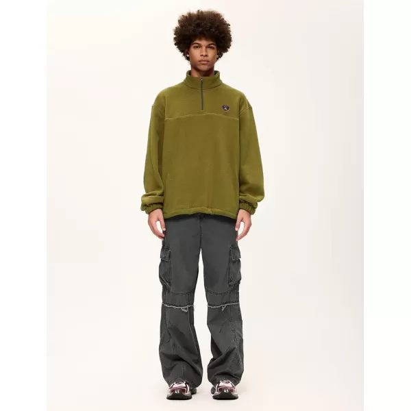 imageAelfric Eden Oversized Quarter Zip Pullover Sweatshirt Long Sleeve Fleece Sweatshirts Tops with PocketsGreen