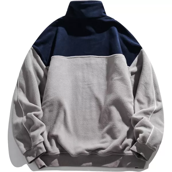 imageAelfric Eden Quarter Zip Sweatshirt Mens Oversized Sweatshirts Contrast Color Zipper Fleece PulloverGray