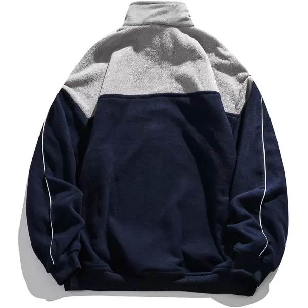 imageAelfric Eden Quarter Zip Sweatshirt Mens Oversized Sweatshirts Contrast Color Zipper Fleece PulloverNavy Blue