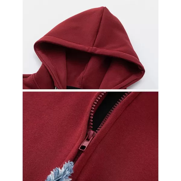 imageAelfric Eden Starlight Denim Patchwork Hoodie Mens Casual Oversized Hoodies Zipper SweatshirtB2red